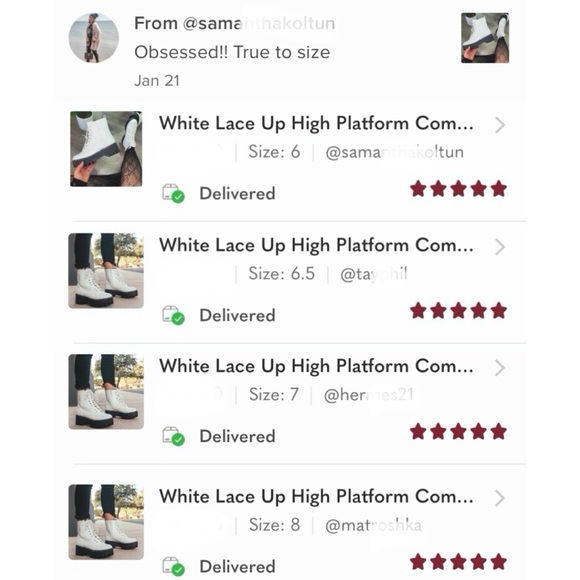 White Lace Up High Platform Combat Boots - Picture 6 of 7